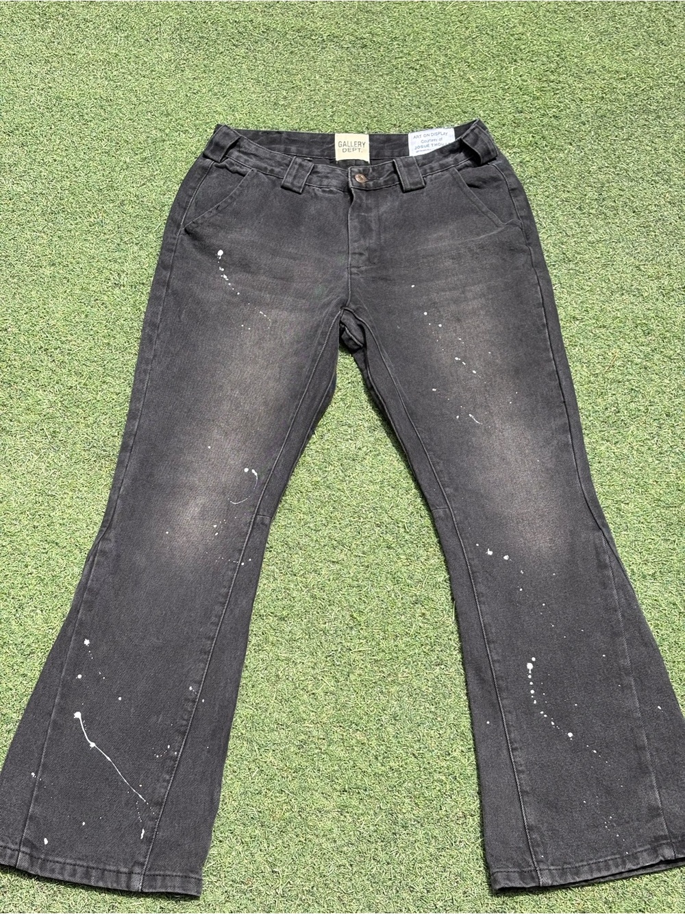 Gallery Dept. Flare Carpenter Pants - Washed Black Paint Splatter